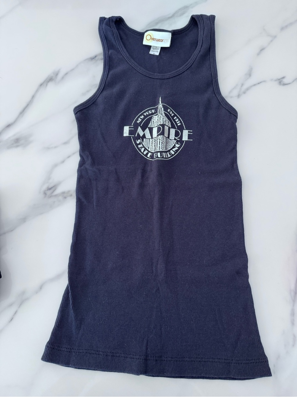New York Empire Stare Building Graphic Ribbed Tank Top